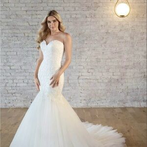 Stella York White Strapless Wedding Dress